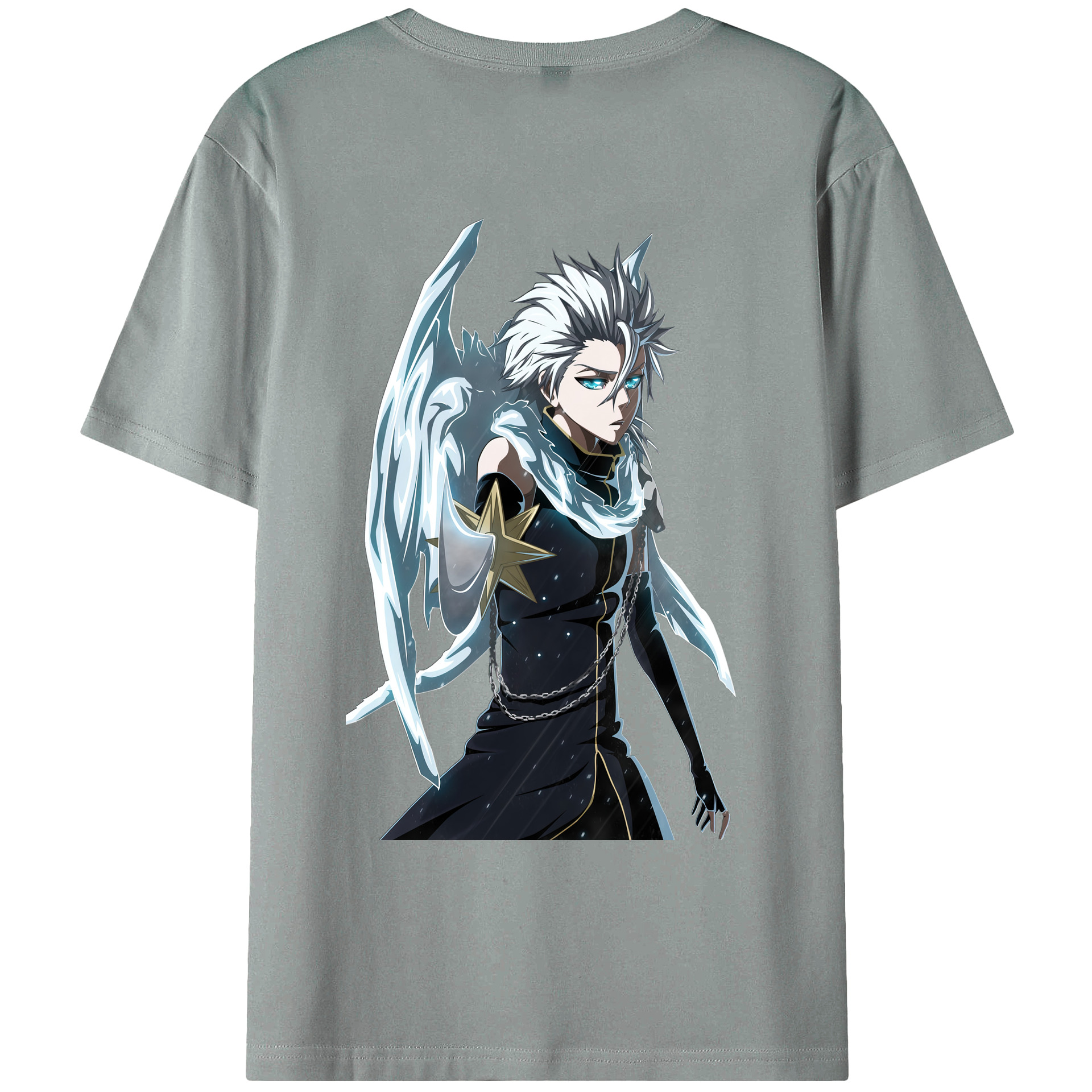 （画像用） ブリーチ 日番谷冬獅郎（ひつがや とうしろう） BLEACH Hitsugaya Toushirou 綿100％ メンズ半袖Tシャツ（バックプリント） 通気性